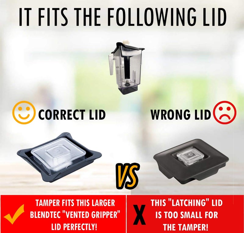 Blender Stick Tamper Fits Blendtec blenders- Hassle-Free Blending - FITS BLENDTEC's VENTED GRIPPER LID - BPA FREE - PATENTED - Image 2